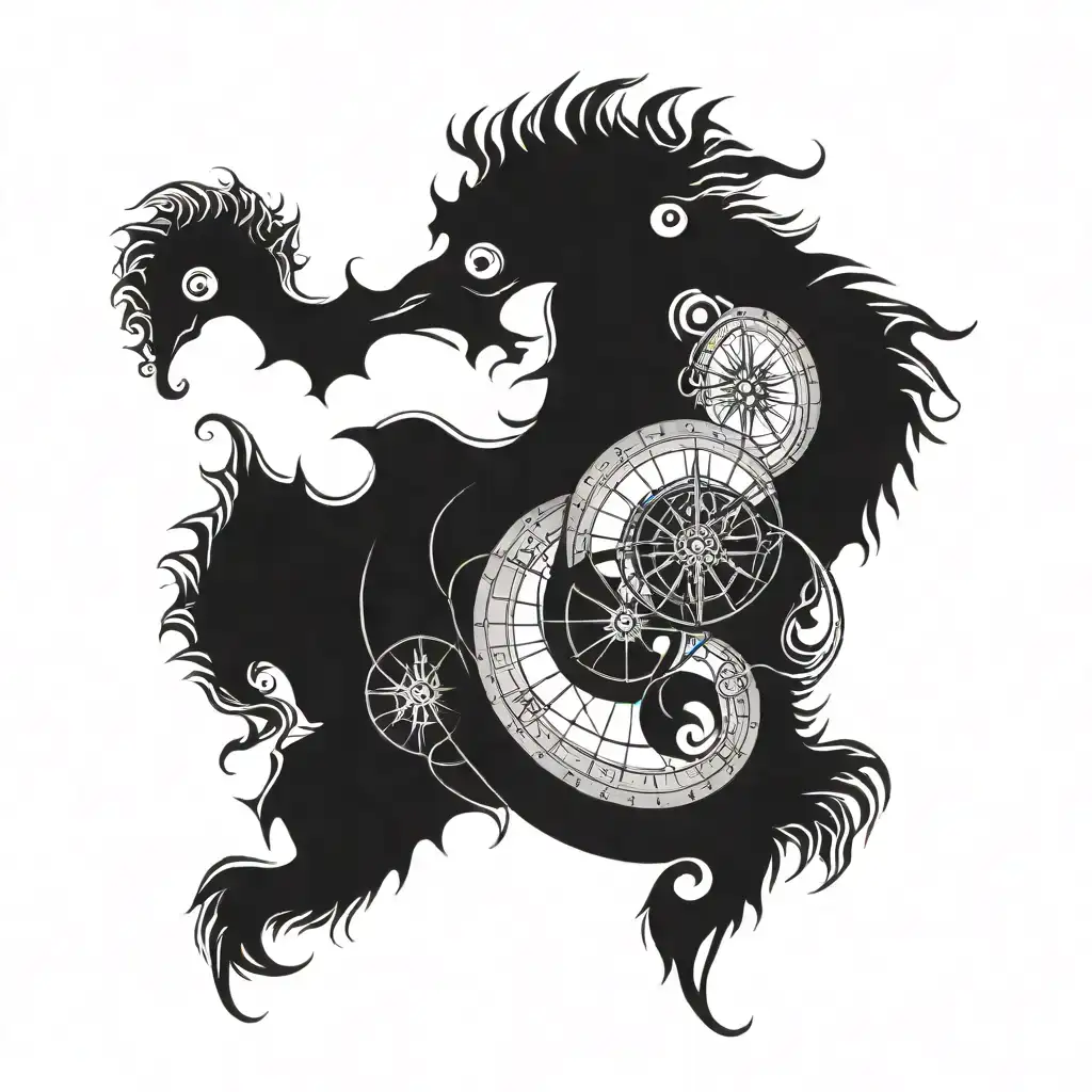 Waves Seahorse And Ancient Compass