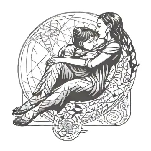 Moon And Child Sitting