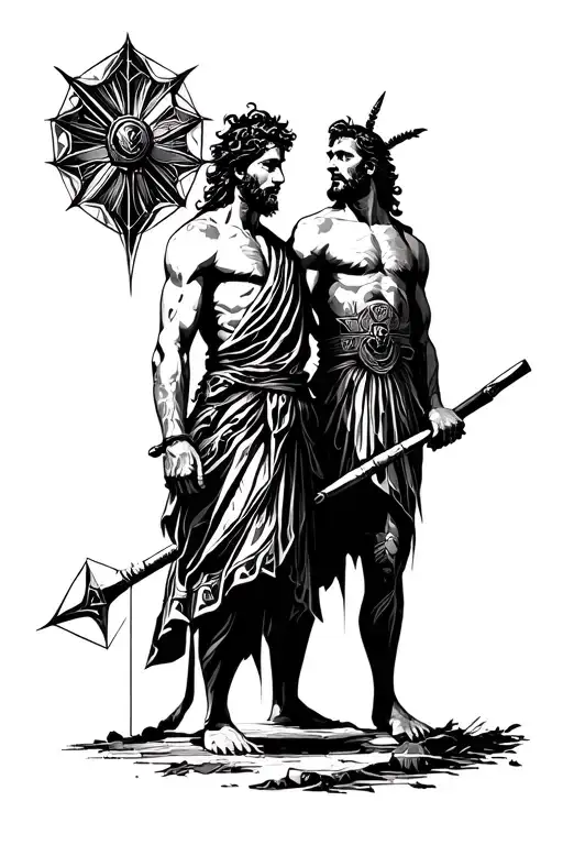 David And Goliath Biblical Geometric Representation