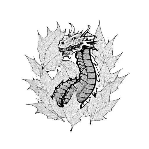 A Dragon Breathing Colorful Autumn Leaves