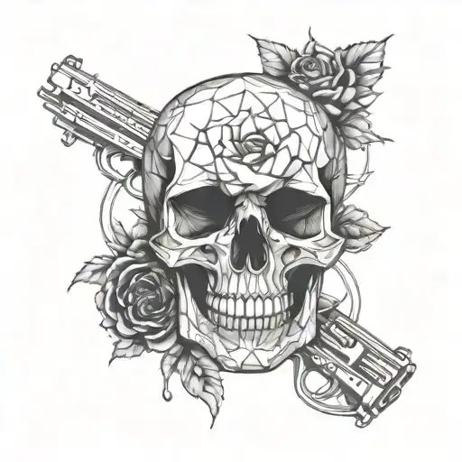 Skull Roses Gun