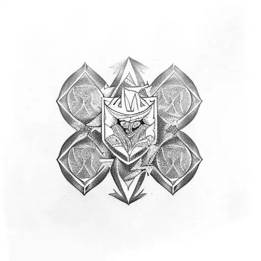 Raven With Norse Design In A Pinetree