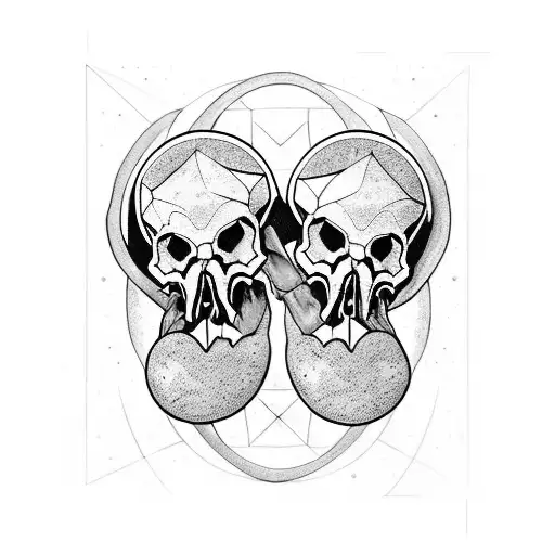 2 Skulls That Complete Together A Full Moon In A Dark Manner