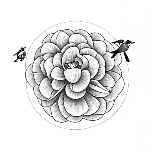 Portulaca Flower With Bird