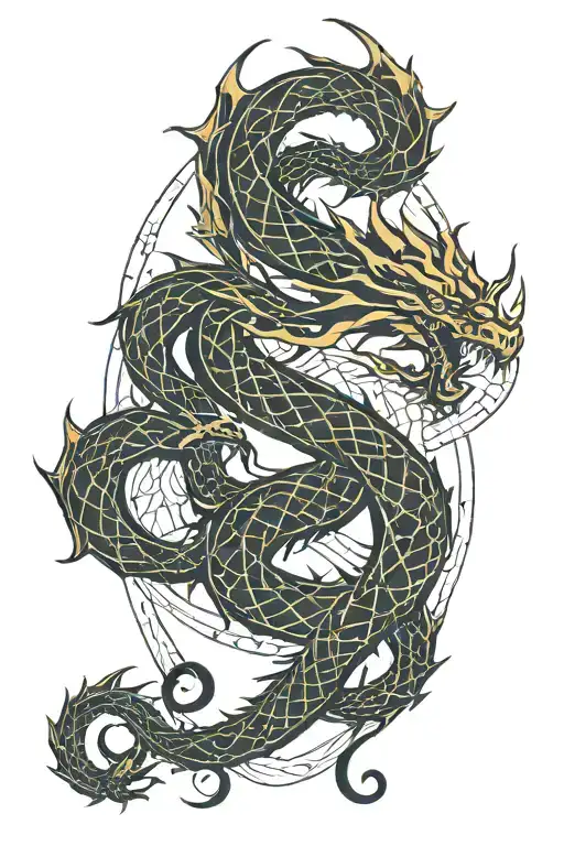 Dragon With Moon And Sun Moon Star