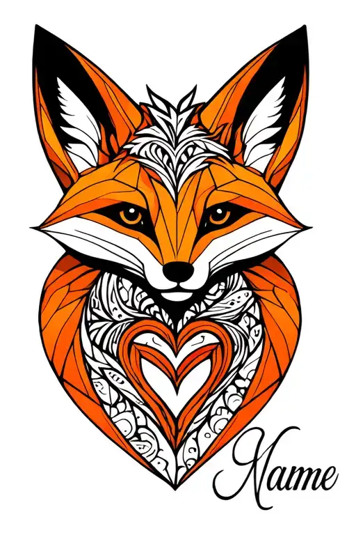 Fox Pass Around On Cross With Heart With Name Tatoo