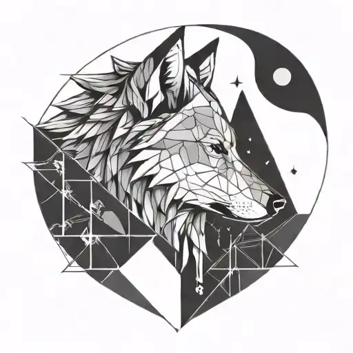 Simple Tattoo Of Army Wolf Howling At The Moon