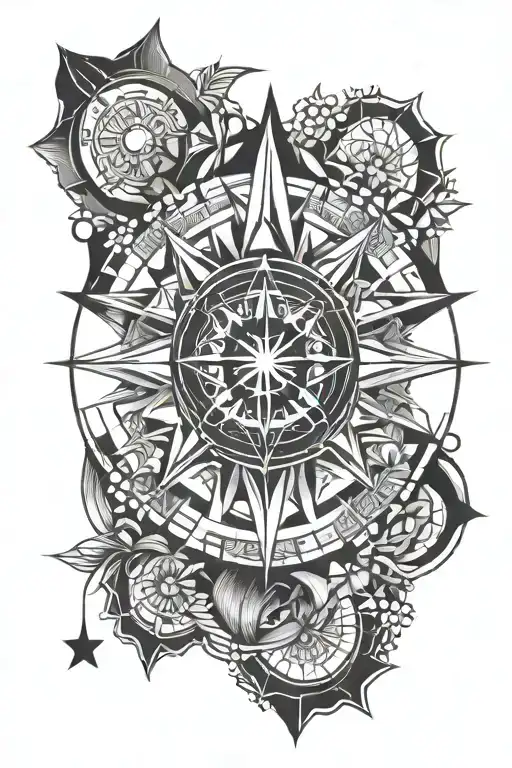 Mandala And Compass Surrounded