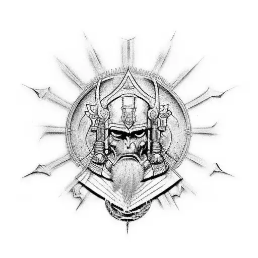 An Intricate Portrait Of The Emperor From Warhammer 40000