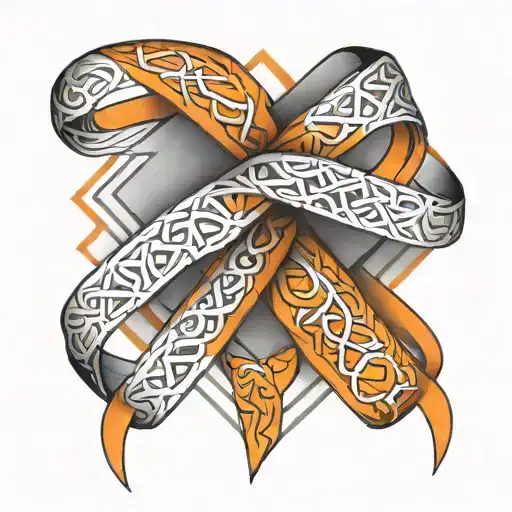 Orange And White Cancer Ribbon