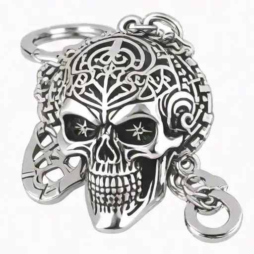 Punk Skull Keychain For Men Stainless Steel Hollow Skeleton Gothic