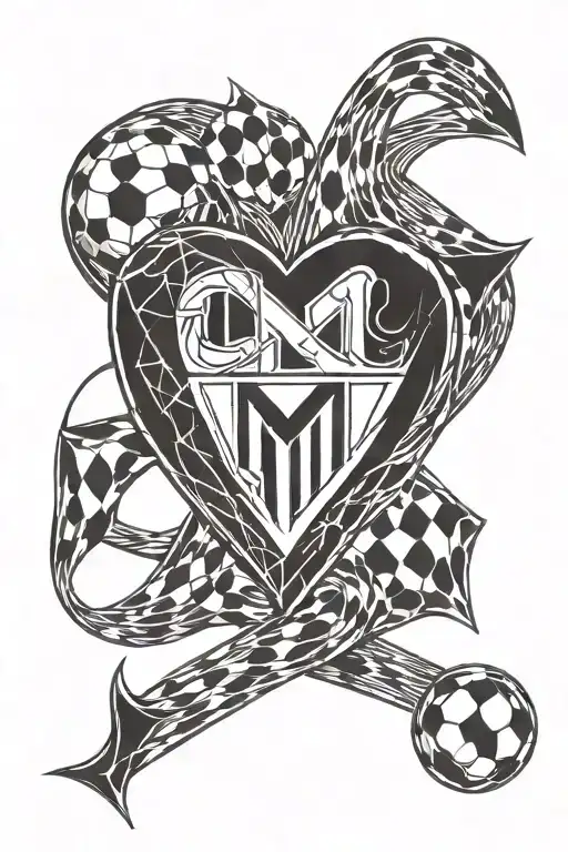 Infinite Football With Heart And Letter M Libra Sign