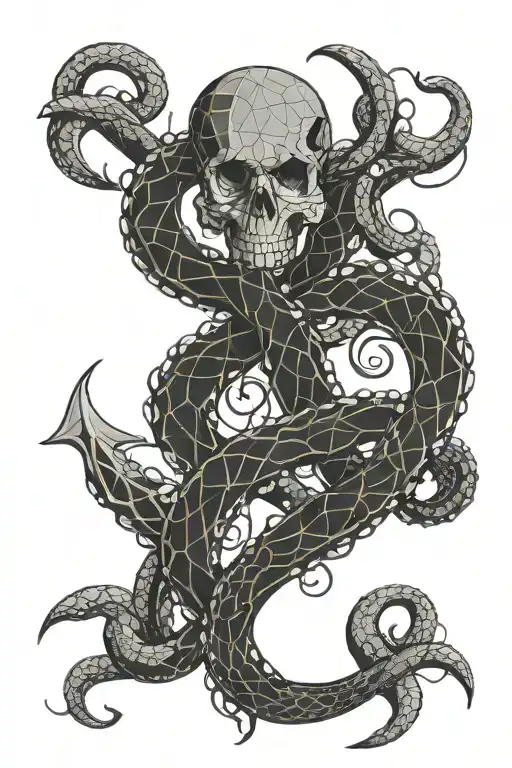 Anchor Intertwined With Octopus Tentacles