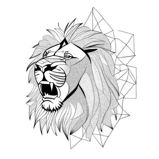 Lion Growling Next To A Cross