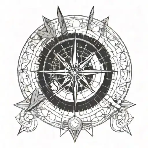 Compass Down Facing Arrow With Spiralgraph