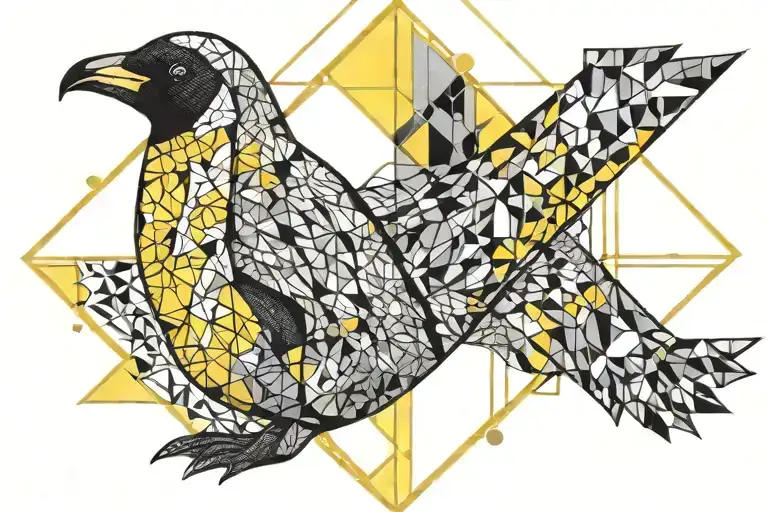 Cross With Penguin In Yellow