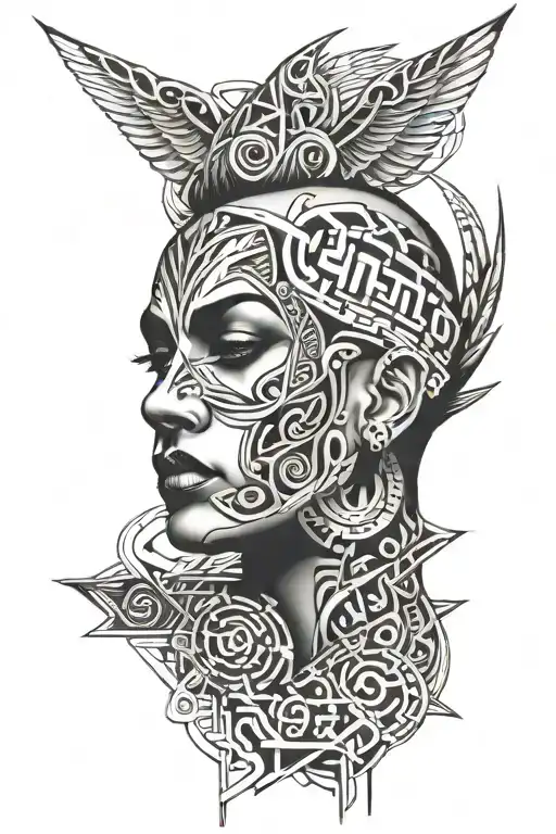 The Word Broken In Chicano Style Script On The Side Of Right Face Next To Ear