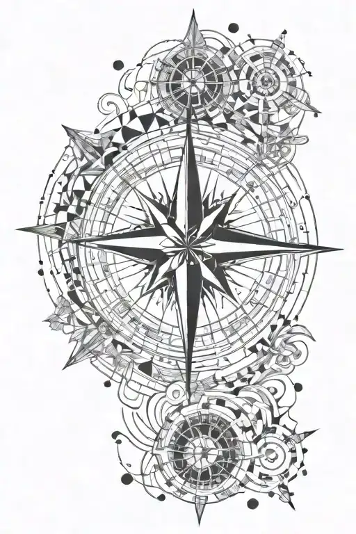 Compass Rose With Cancer Constellation Zodiac Sign