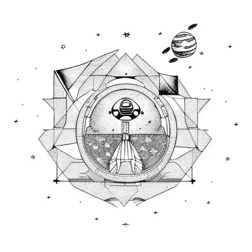 Space Scene With Ufo