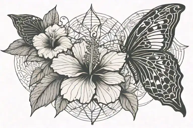 Half Butterfly Hibiscus Solar Pendulum In Background