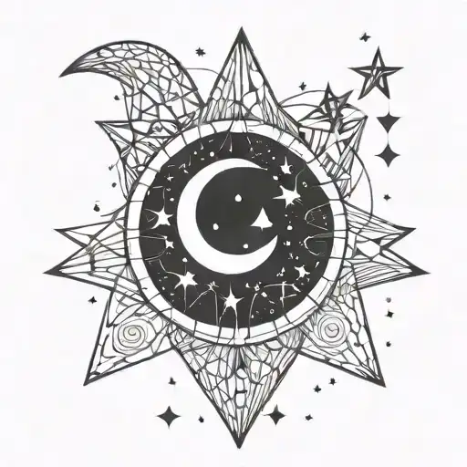 Crescent Moon Surrounded By Stars