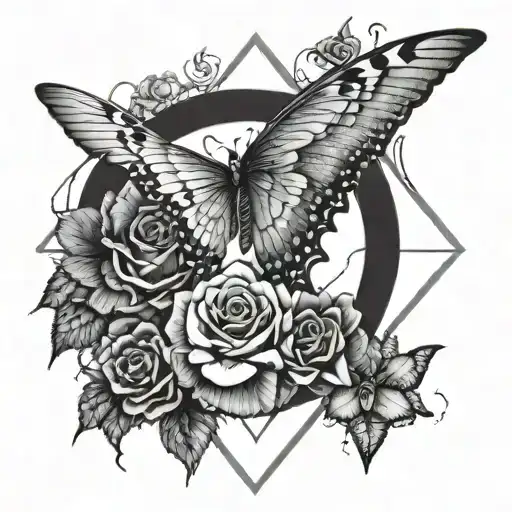 Roses Triangle Bird Butterfly Angel Wings