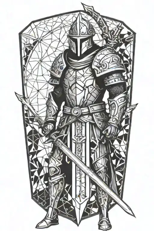 Battlemage In Armor With Sword And Staff