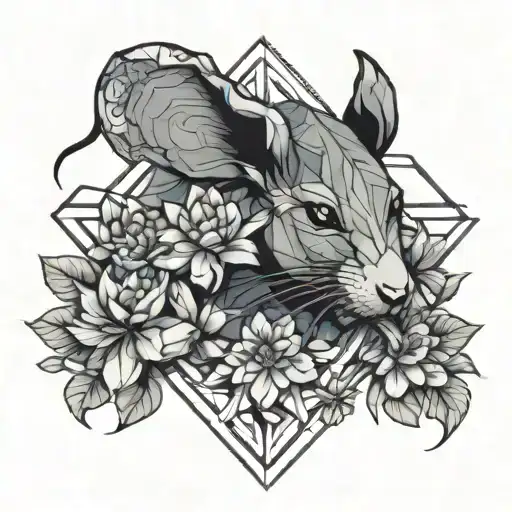Virgo Rat With Flowers Surrounding