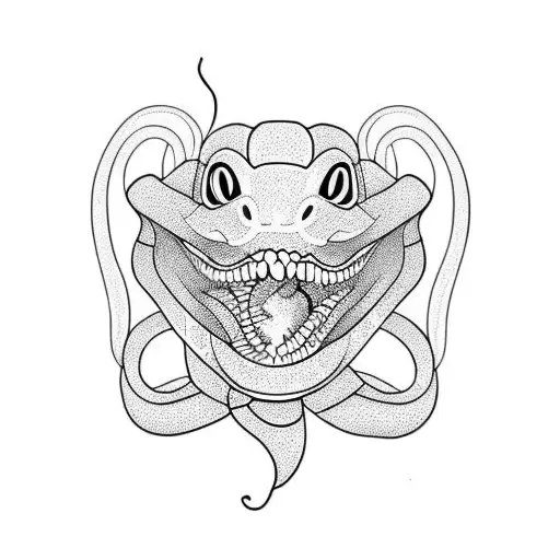 Snake With Rose Coming Out Of Mouth