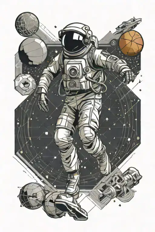 Astronaut Basketball Player Jumpshot