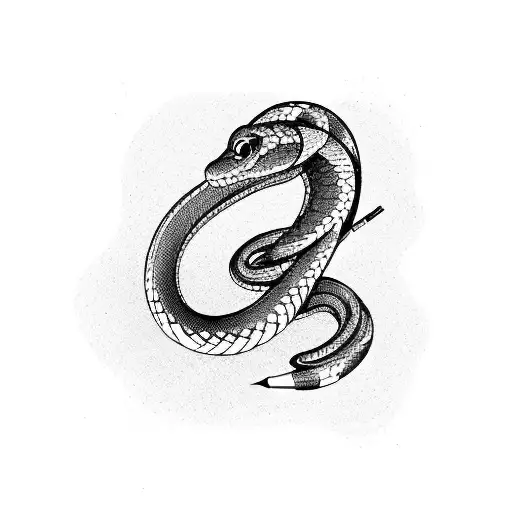 Snake Coiled Around Pencil