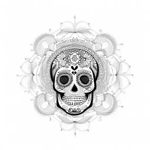 Mandala With Day Of The Dead Skull