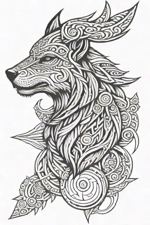 Viking Style With Wolf Head