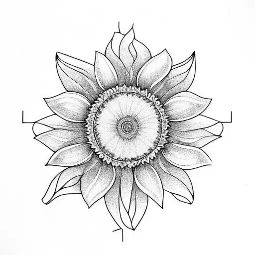 Line Work Sunflower Inside Open Book