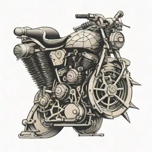 Motorcyle Engine V With Wind Rose