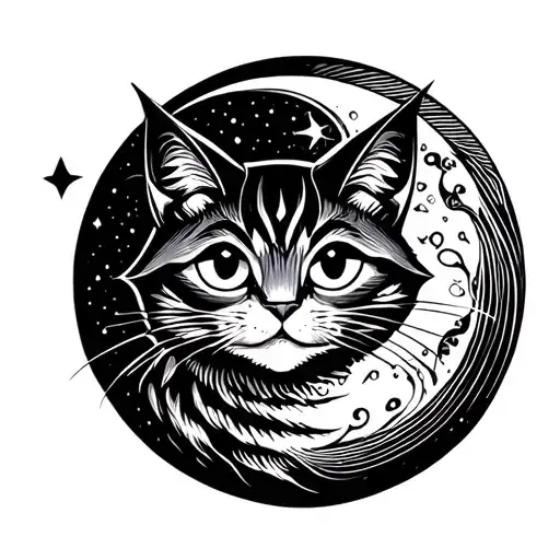 Friendly Cheshire Cat As The Moon