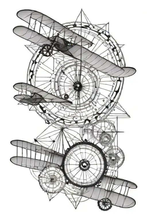 Wright Flyer Scene With Compass Rose Around It
