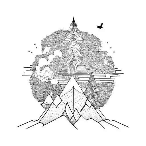 Mountain Peak Surrounded By Trees