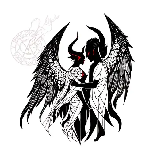 Devil And Angel Embracing