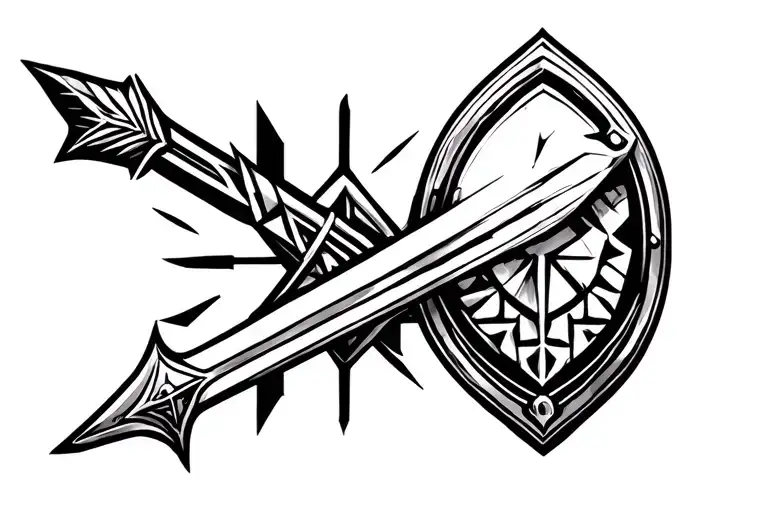 Arrow And Sword And Round Shield
