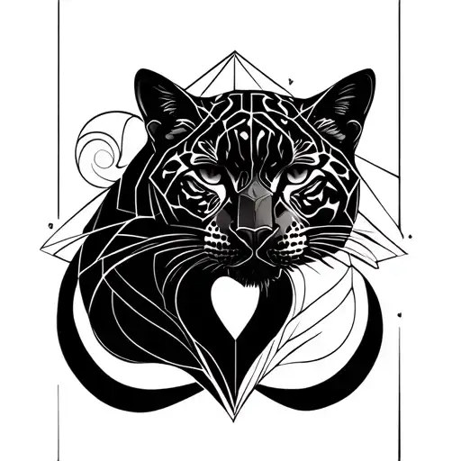 Black Jaguar And Cat Love Heart