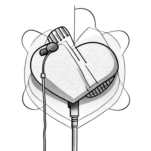 Microphone And Guitar Forming A Heart Shape