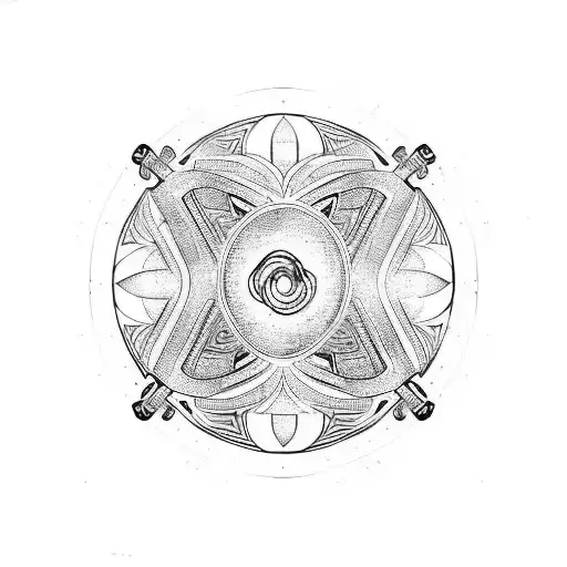 Dumbbell And Guitar Strings Forming A Yin-yang Symbol