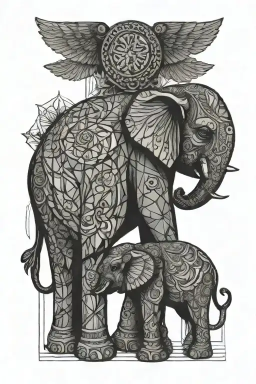 Indian Elephant And Bluebird Sitting