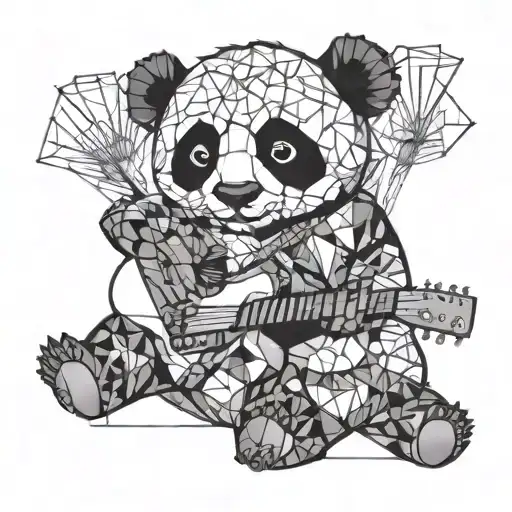 Cute Panda Playing A Guitar