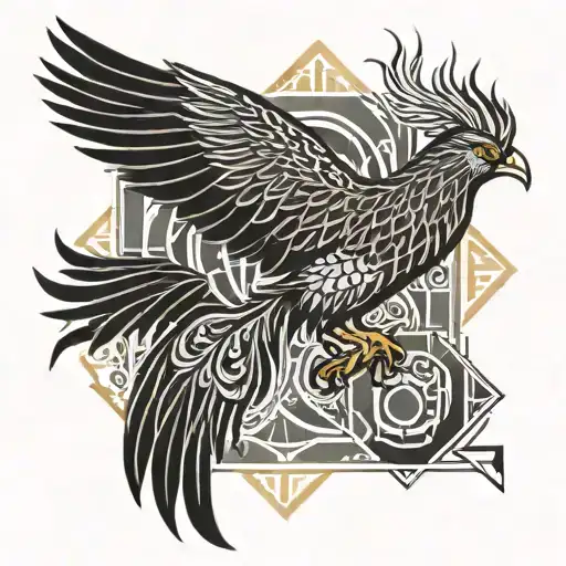 Phoenix Bird Among A Landscape