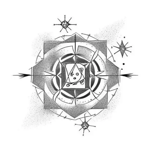 A Minimalist Tattoo Of A Martial Arts Stance With A Constellation Of Zodiac Signs Surrounding It