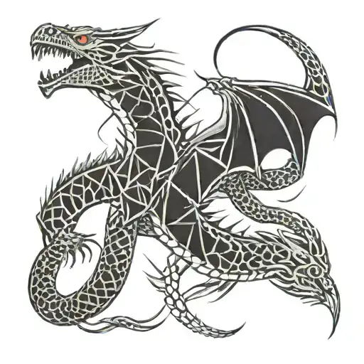 A Dragon Fighting A Snake