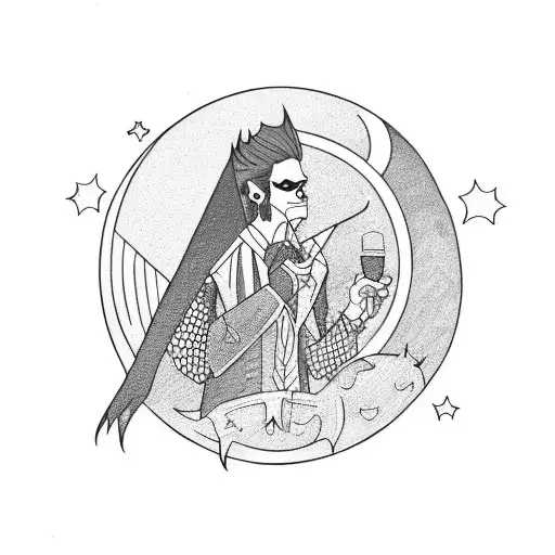 A Vampire Drinking Blood Under A Full Moon