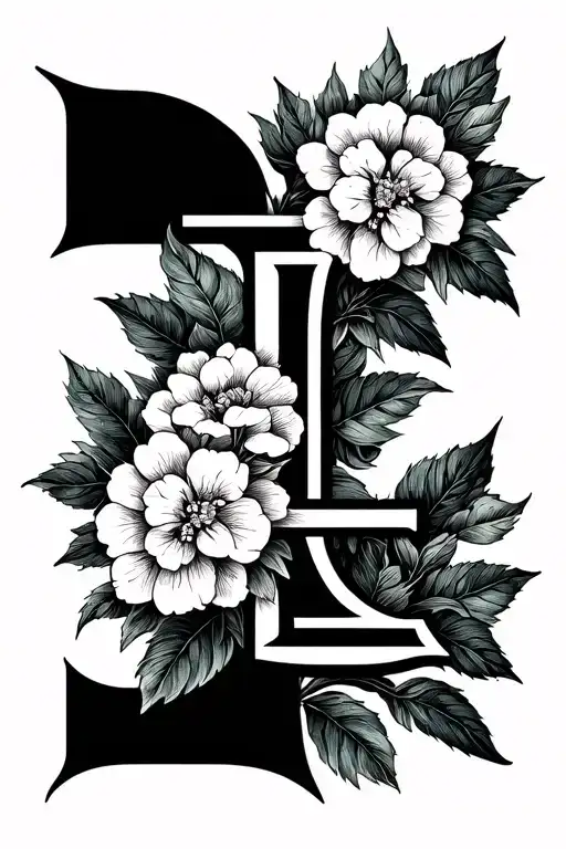 Initial E And L With Hortensia